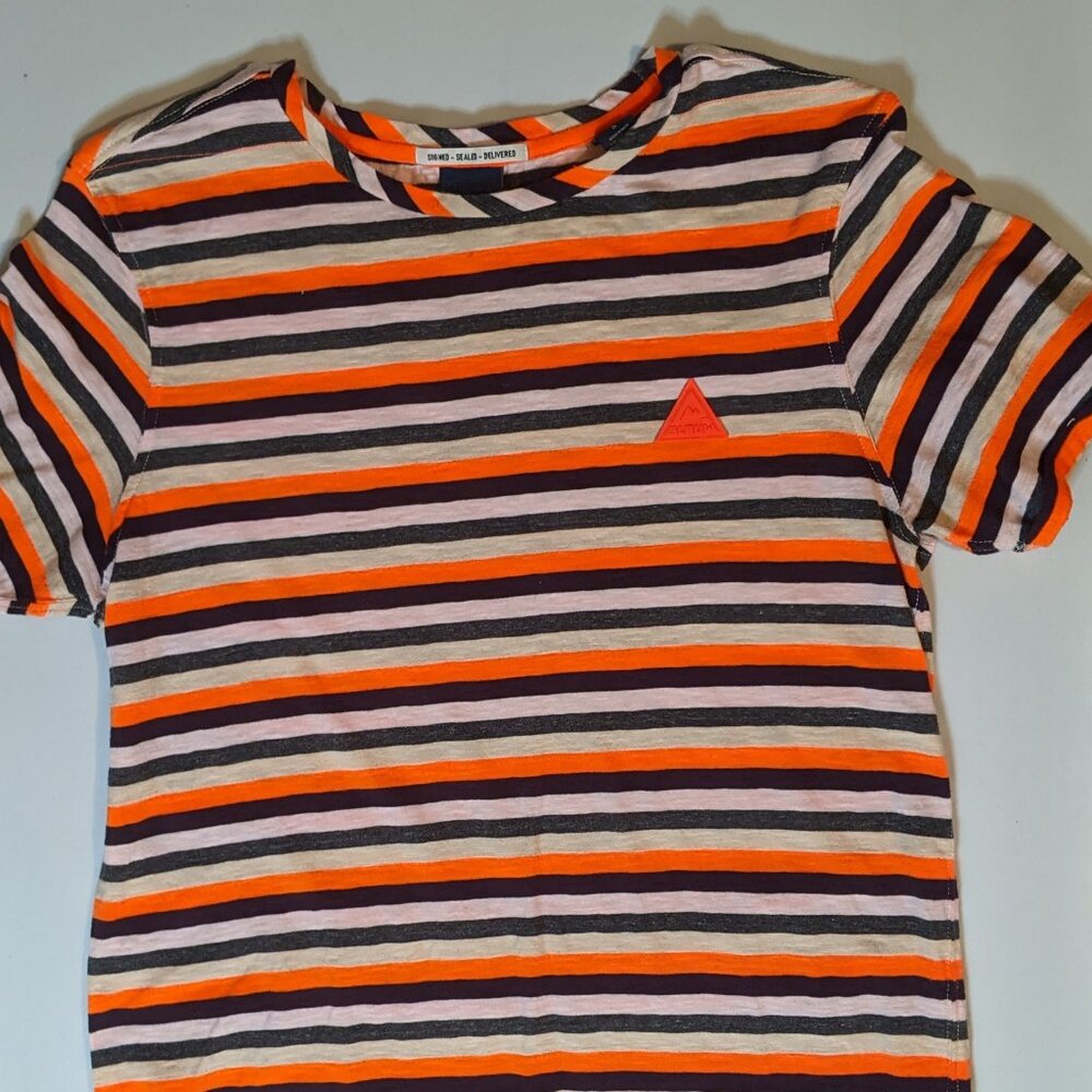 Scotch & Soda Men's Striped "Blauw" T-Shirt, Size S - 80% Cotton